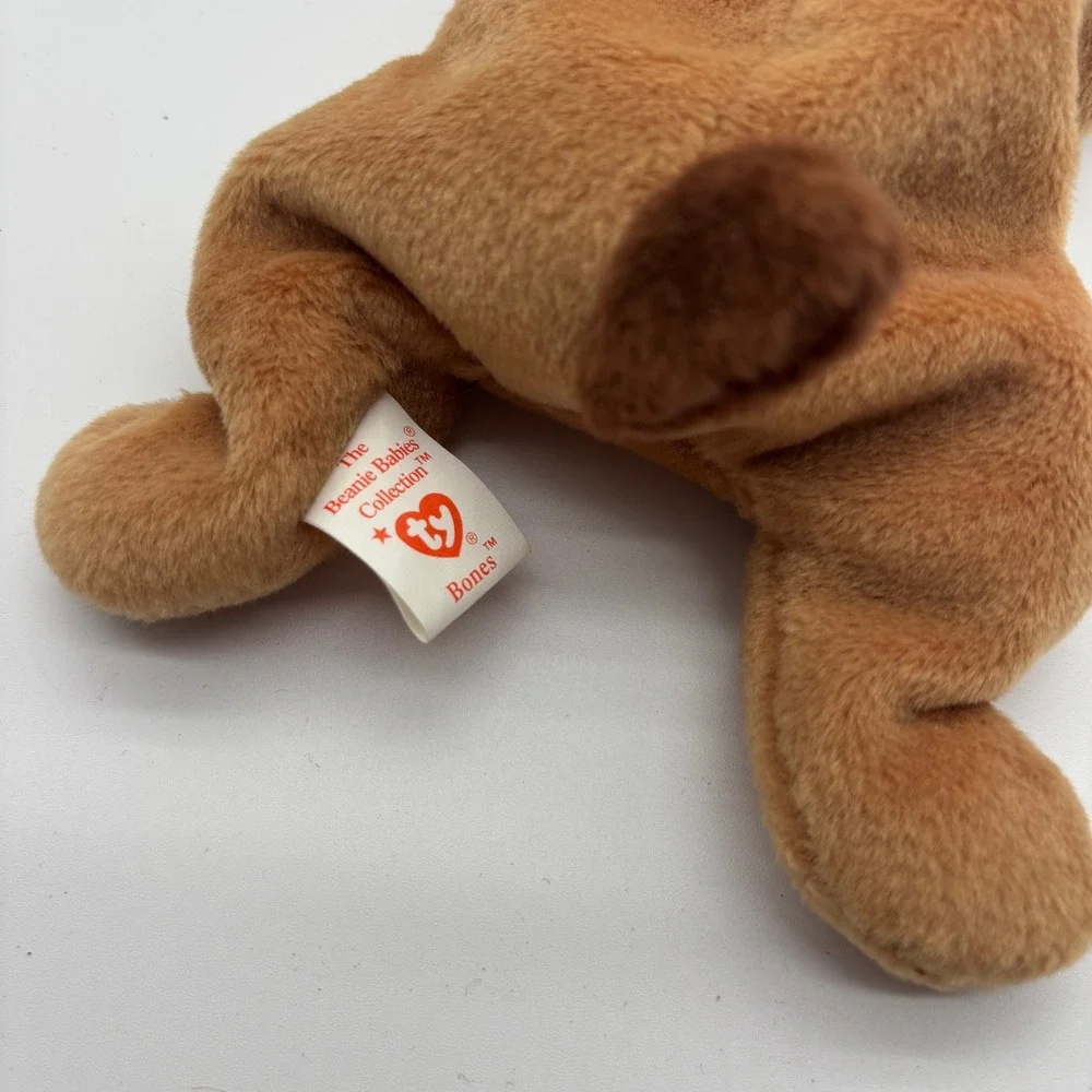 MWMT Ty Beanie Baby Bones The Dog Plush Toy Stuffed Animal Brown With Tags‎